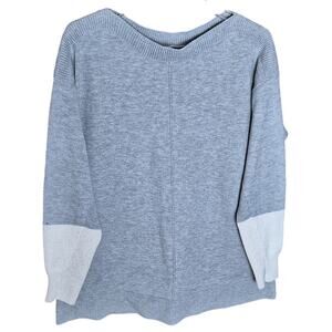 Lane Bryant Women 14/ 16 1x Gray/ White Color Block Boat Neck Ski Cozy Sweater